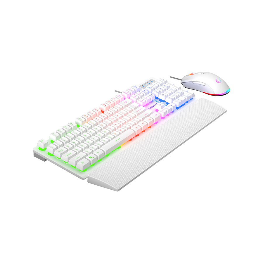 Tastatura + miš gaming RAMPAGE KM-RX7 Fortuna V2 Rainbow Lighting USB White Gaming Combo Us Layout English Gaming Keyboard 12800 DPI Mouse, 42578 - Image 3