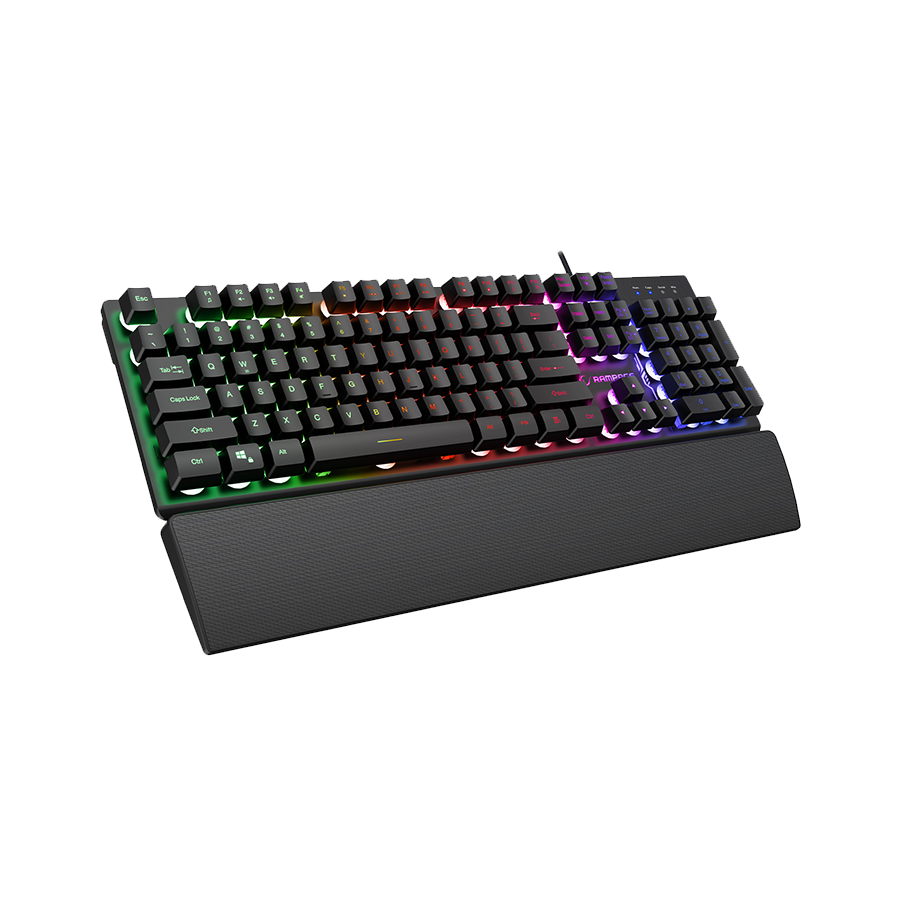 Tastatura + miš gaming RAMPAGE KM-RX7 FORTUNA V2 Rainbow Backlit USB Black Gaming Combo US Layout English Gaming Keyboard 12800 dpi Mouse, 42577 - Image 2