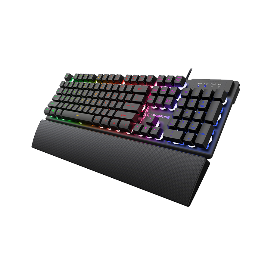 Tastatura + miš gaming RAMPAGE KM-RX7 FORTUNA V2 Rainbow Backlit USB Black Gaming Combo US Layout English Gaming Keyboard 12800 dpi Mouse, 42577 - Image 4