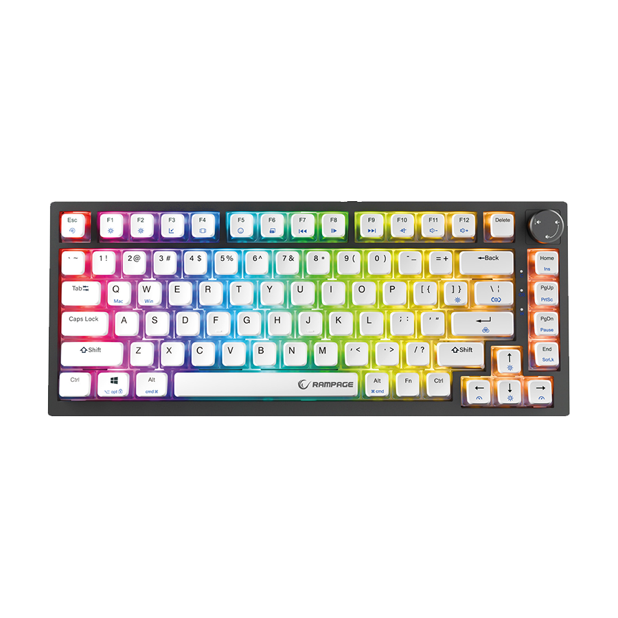 Tastatura gaming RAMPAGE ZENITH PRO Black Hot Swap 8000 Hz Gasket Magnetic RGB Rapid Trigger Gateron Switch US Layout English Dye-Sub PBT, 42761