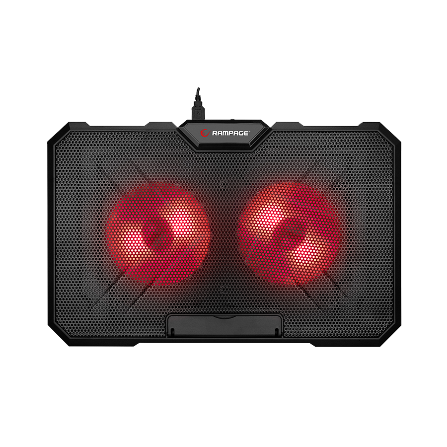 Postolje za notebook gaming Rampage AD-RC12 GAMEZONE Black 2 Fan 2 USB RGB Illuminated 15"-17" Notebook Cooler Stand, 36323 - Image 3