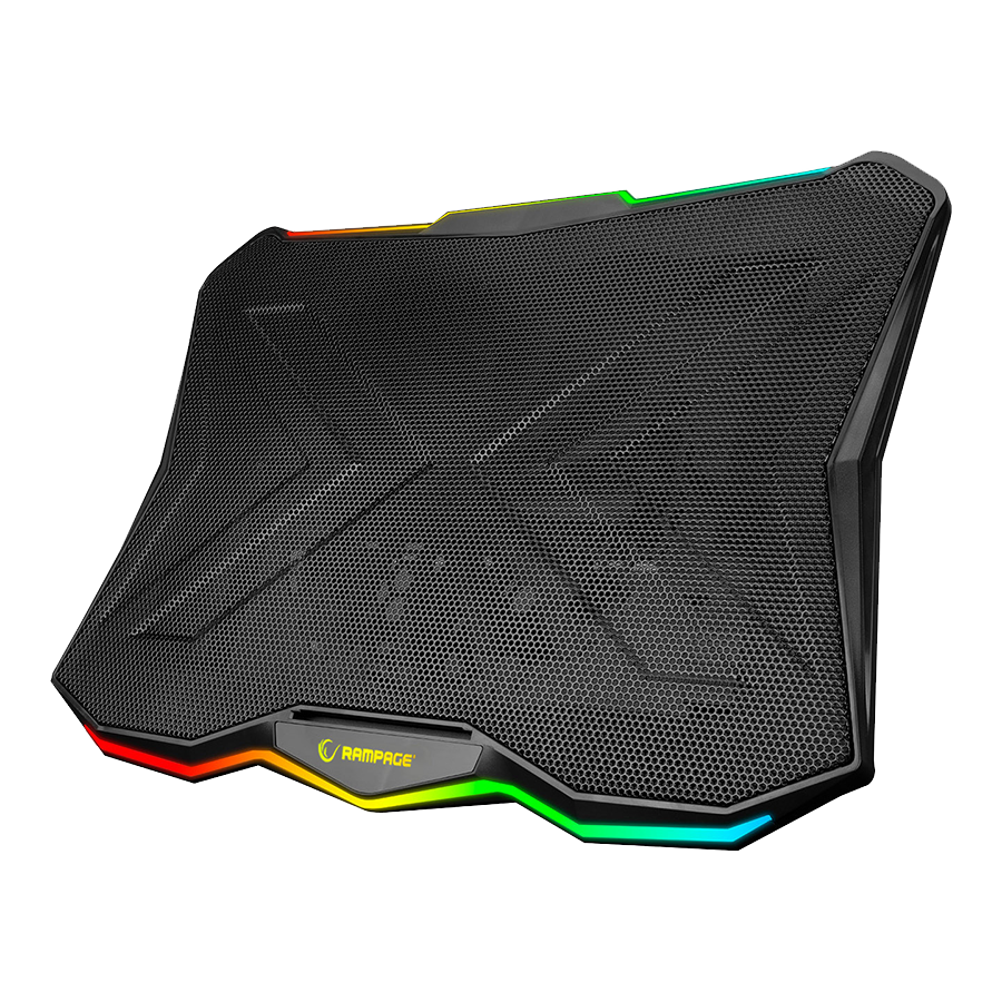 Postolje za notebook gaming Rampage AD-RC8 SHOWY Black 180mm Fan 15-17" RGB Light Notebook Cooling Stand, 33450