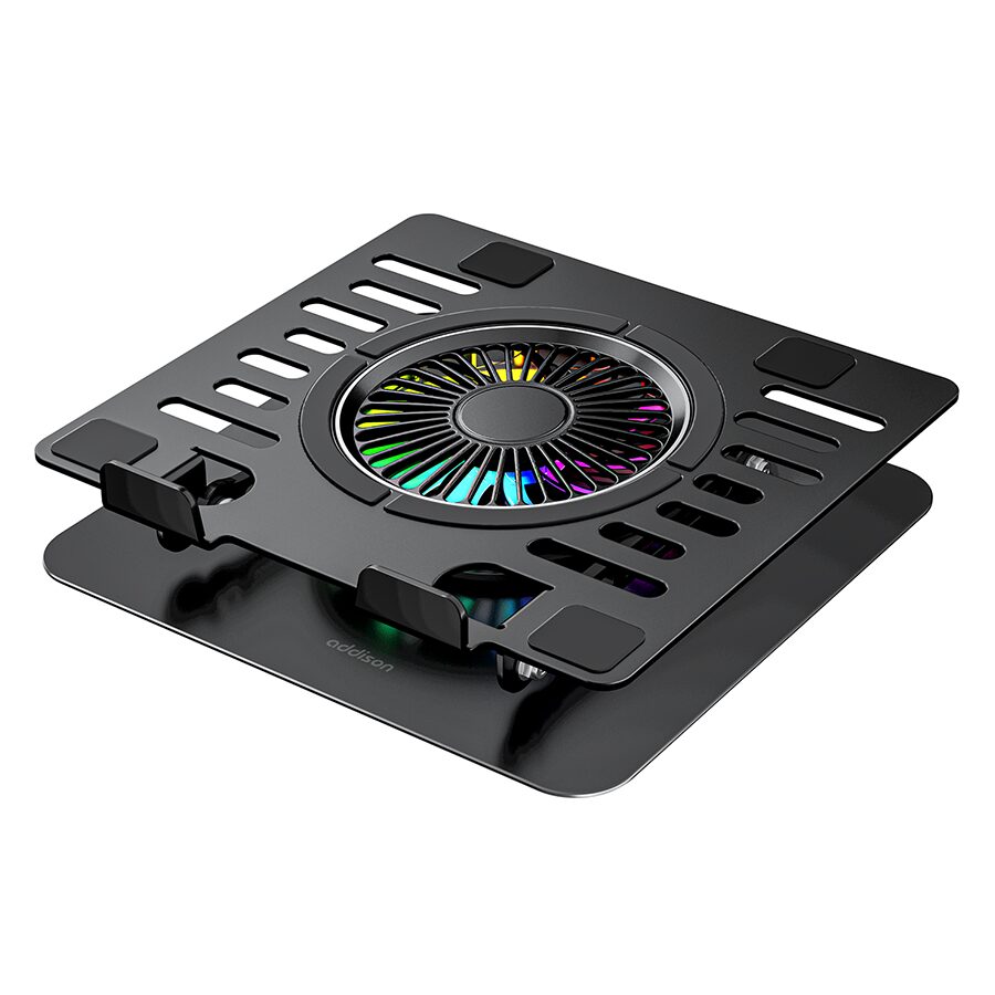Postolje za notebook riser stand preklopivi rotirajuci, Addison AD-RC36 Steely 360 Degree Fan Fan Fan RGB Light Adjustable Black Metal 42029 - Image 7