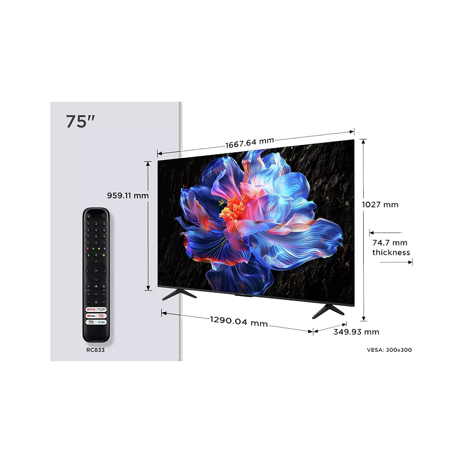 TCL 75"V6C 4K TV Google OS HDR10 HVA Panel Motion Clarity Dolby Audio; AiPQ Processor; - Image 2