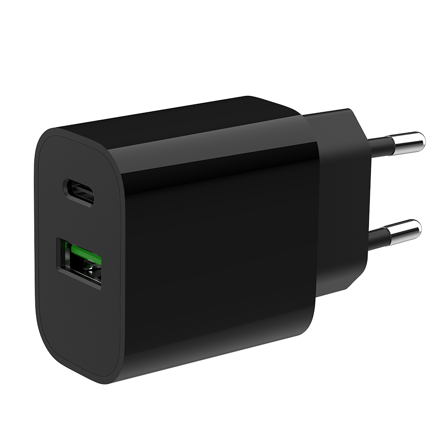 USB punjač 1xType-C + 1xUSB-A fast charger, 20W, black GEMBIRD, TA-UC-PDQC20-01-BK - Image 4